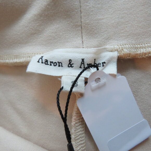 AARON & AMBER Tan Beige Split Hem Ponte Knit Stretch Pants - Women's Size S - Picture 11 of 13